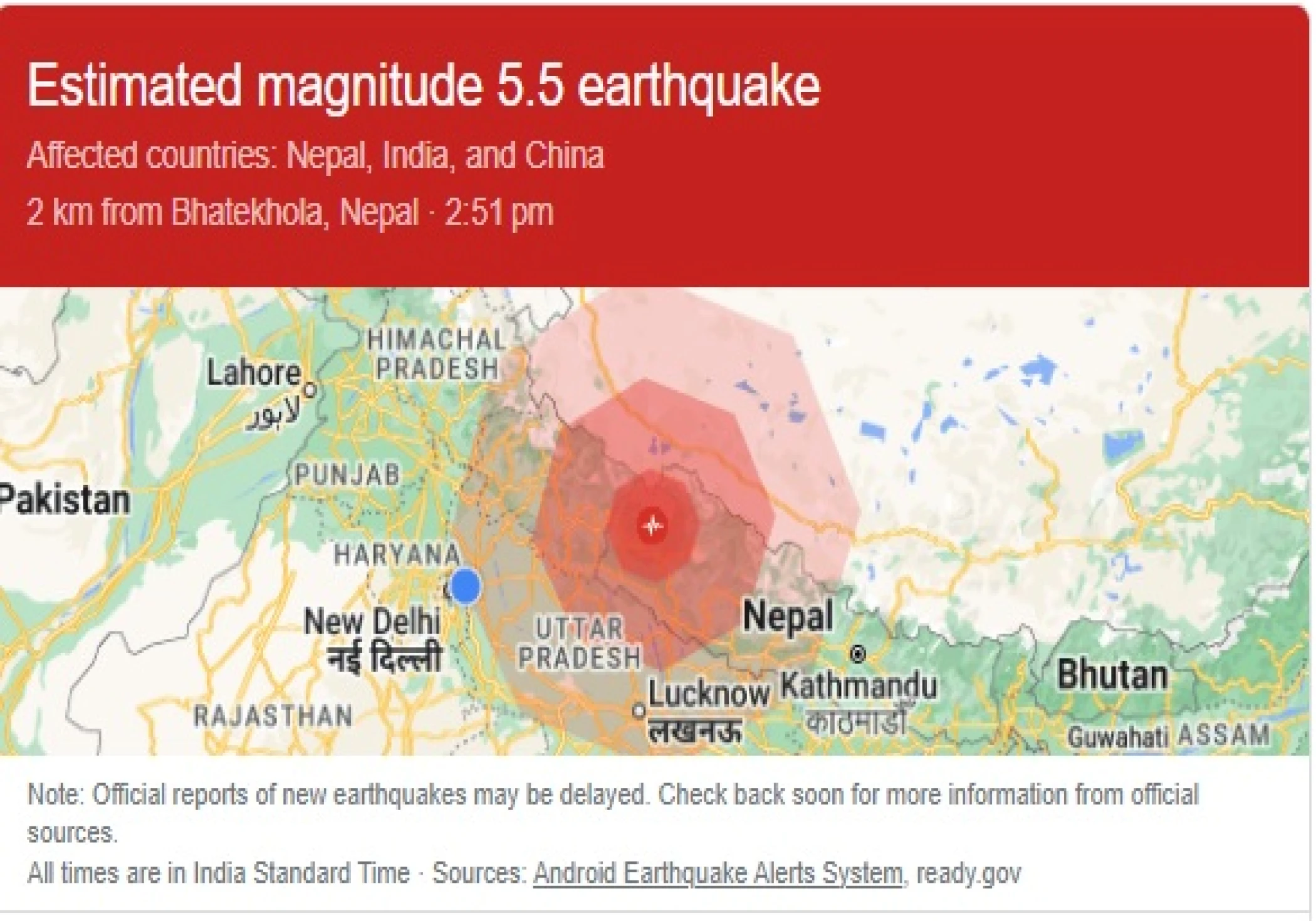 Earthquake now delhi